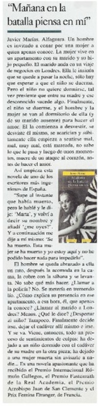 "Mañana en la batalla piensa en mí"