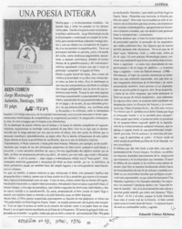 Una poesía íntegra  [artículo] Eduardo Llanos Melussa.