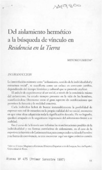 Del aislamiento hermético a la búsqueda de vínculo en Residencia en la tierra  [artículo] Miyoko Umeda.