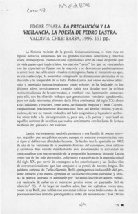 La Precaución y la vigilancia, la poesía de Pedro Lastra  [artículo].