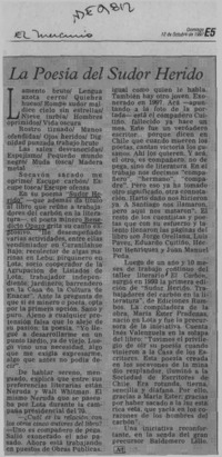 La Poesía del sudor herido  [artículo].