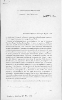 En los funerales de Oreste Plath  [artículo] Ernesto Livavic Gazzano.