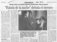 "Balada de la noche" debuta el viernes  [artículo] M. B.