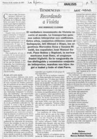 Recordando a Violeta  [artículo] José Rodríguez Elizondo.