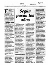 Según pasan los años  [artículo].