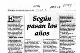 Según pasan los años  [artículo].