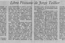 Libro póstumo de Jorge Teillier