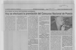 Hoy se efectuará la premiación del Concurso Nacional de Poesía