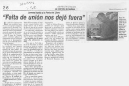 "Falta de unión nos dejó fuera"  [artículo].