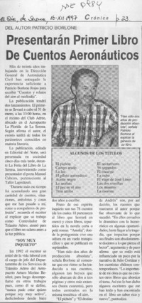 Presentarán primer libro de cuentos aeronáuticos  [artículo].