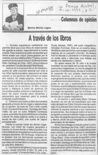 A través de los libros  [artículo] Marino Muñoz Lagos.