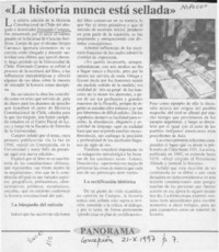 "La historia nunca está sellada"  [artículo].