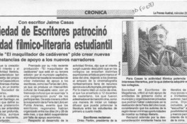 Sociedad de escritores patrocinó actividad fílmico-literaria estudiantil  [artículo].