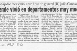 "Viuda de Allende viviío en departamentos muy modestos"  [artículo].