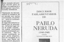 Discursos parlamentarios de Pablo Neruda  [artículo] Volodia Teitelboim.