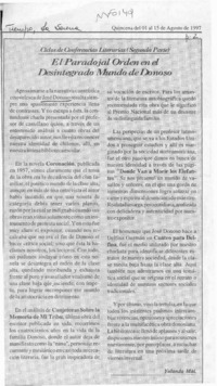 El paradojal orden en el desintegrado mundo de Donoso  [artículo] Yolanda Mai.