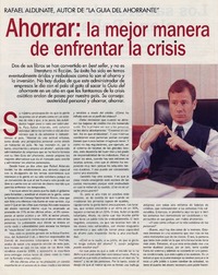 Ahorrar, la mejor manera de enfrentar la crisis