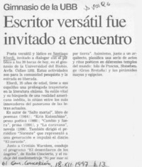 Escritor versátil fue invitado a encuentro  [artículo].