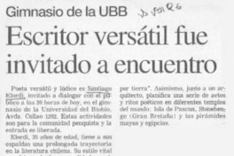 Escritor versátil fue invitado a encuentro  [artículo].