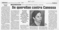 Se querellan contra Canessa  [artículo] María Inés Ruz.