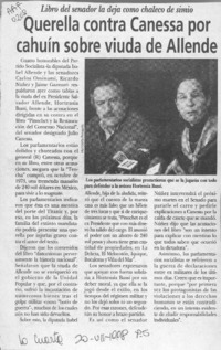 Querella contra Canessa por cahuín sobre viuda de Allende  [artículo].