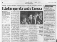 Estudian querella contra Canessa  [artículo].