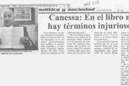 Canessa, en el libro no hay términos injuriosos  [artículo].
