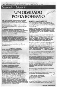 Un olvidado poeta bohemio  [artículo] Héctor González V.