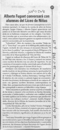 Alberto Fuguet conversará con alumnas del Liceo de Niñas  [artículo].