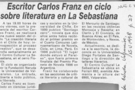 Escritor Carlos Franz en ciclo sobre literatura en La Sebastiana  [artículo].