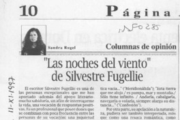 "Las noches del viento" de Silvestre Fugellie  [artículo] Sandra Rogel.