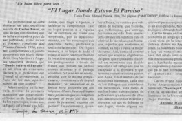"El lugar donde estuvo el paraíso"  [artículo] Antonio Machuca Ahumada.