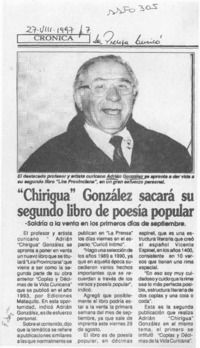 "Chirigua" González sacará su segundo libro de poesía popular  [artículo].
