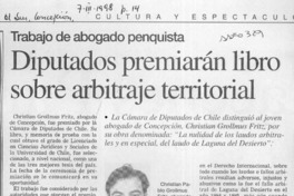 Diputados premiarán libro sobre arbitraje territorial  [artículo].