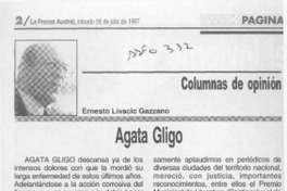 Agata Gligo  [artículo] Ernesto Livacic Gazzano.