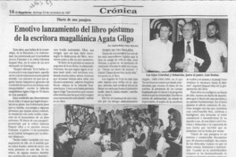 Emotivo lanzmiento del libro póstumo de la escritora magallánica Agata Gligo  [artículo] Catalina Mujica.
