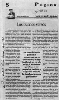 Los buenos versos  [artículo] Marino Muñoz Lagos.