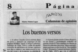 Los buenos versos  [artículo] Marino Muñoz Lagos.