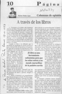 A través de los libros  [artículo] Marino Muñoz Lagos.
