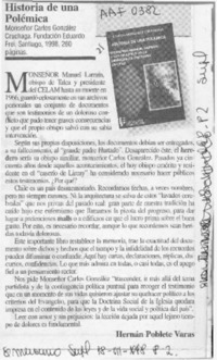 Historia de una polémica  [artículo] Hernán Poblete Varas.