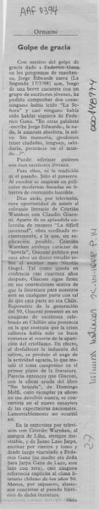 Golpe de gracia  [artículo] Filebo.