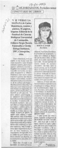 Y si vieras la mañana  [artículo] Rocío L'Amar.