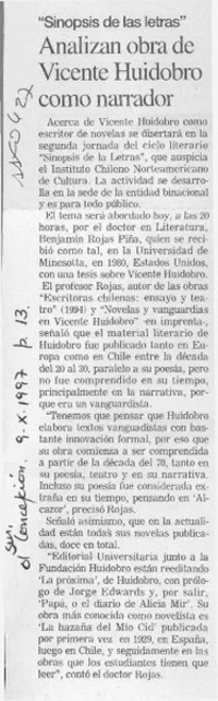 Analizan obra de Vicente Huidobro como narrador