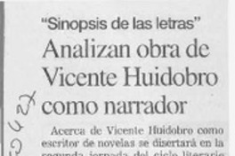 Analizan obra de Vicente Huidobro como narrador