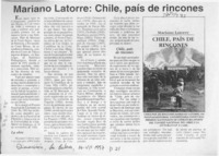 Mariano Latorre, Chile país de rincones  [artículo].