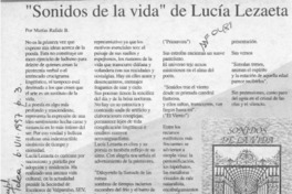 "Sonidos de la vida" de Lucía Lezaeta  [artículo] Matías Rafide B.
