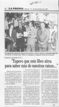 "Espero que este libro sirva para saber más de nuestras raíces --"  [artículo].