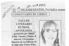 Taller Literario Pétrox, antología  [artículo] Rocío L'Amar.