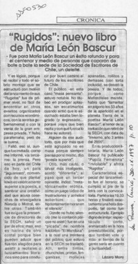 "Rugidos", nuevo libro de María León Bascur  [artículo] Lázaro Moro.