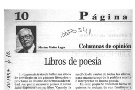 Libros de poesía  [artículo] Marino Muñoz Lagos.